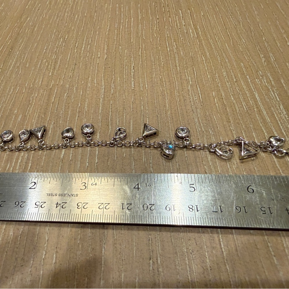 Sterling Silver CZ Charm Bracelet for small wrist - Picture 8 of 10